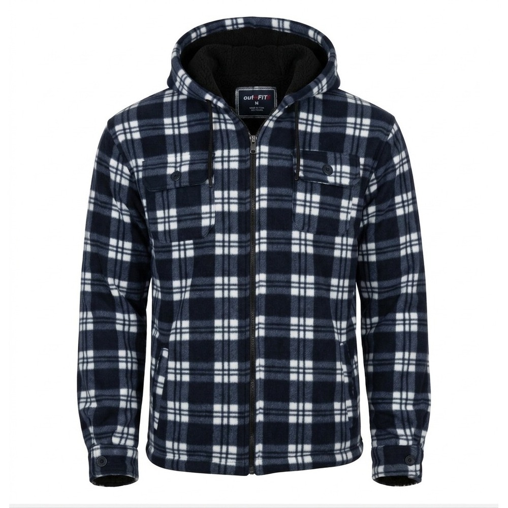 Outerwear Brand Men's Sherpa Lined Flannel Zip Up Jacket. Size M